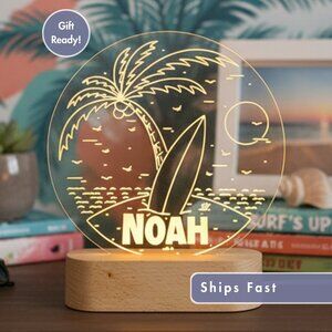 Custom Surfing LED Night Light – Coastal Decor for Beach Fans